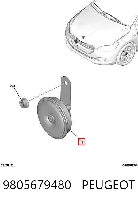 Sinal sonoro (cláxon) 9805679480 Peugeot/Citroen