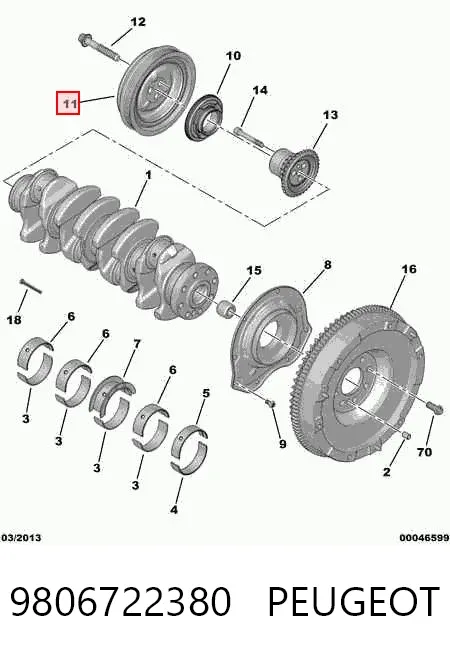 Polia de cambota 9806722380 Peugeot/Citroen