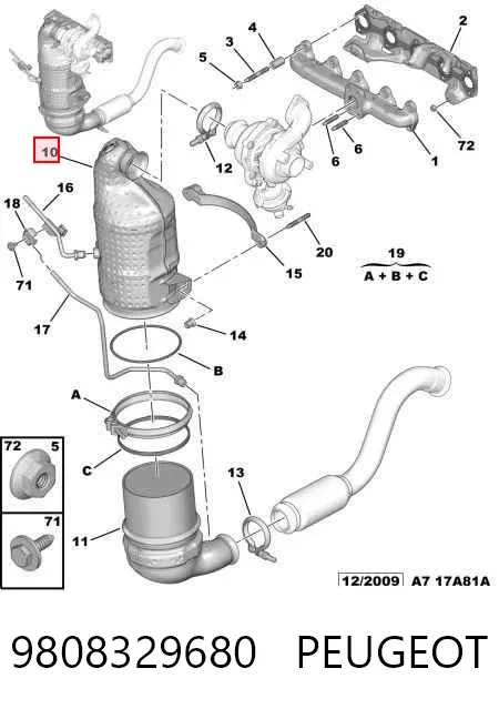 Convertidor - catalisador 9808329680 Peugeot/Citroen