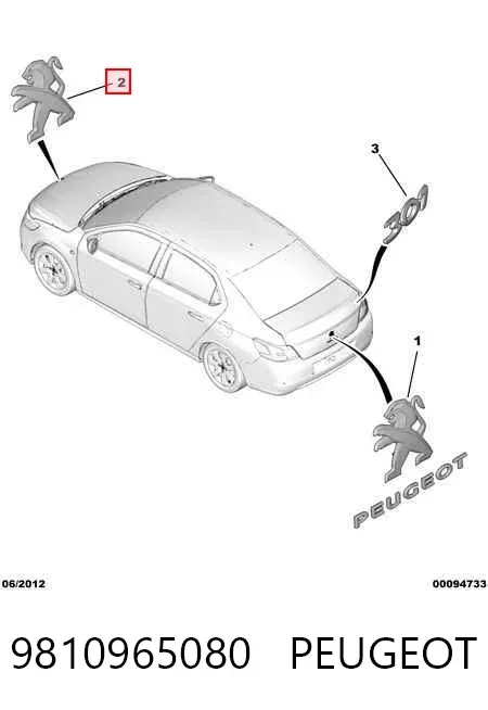 Emblema da capota 9810965080 Peugeot/Citroen