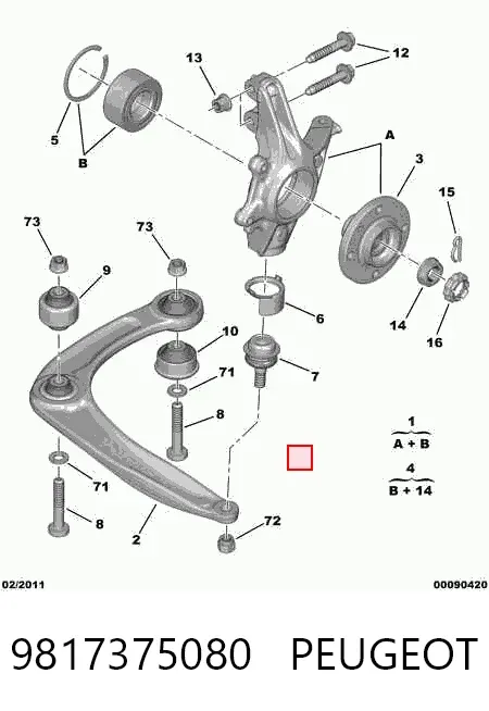 Suporte de esfera inferior 9817375080 Peugeot/Citroen