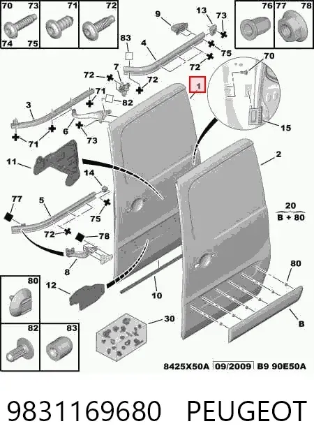 Porta lateral (deslizante) direita 9831169680 Peugeot/Citroen
