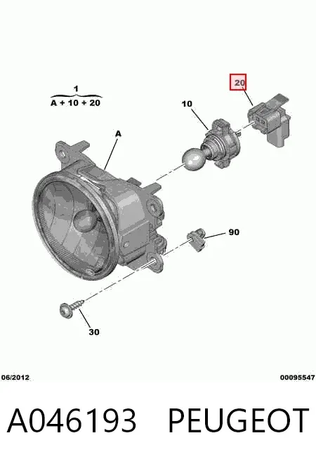 Luzes de nevoeiro esquerdas/direitas A046193 Peugeot/Citroen