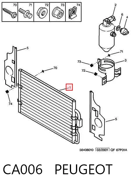 Radiador de aparelho de ar condicionado CA006 Peugeot/Citroen