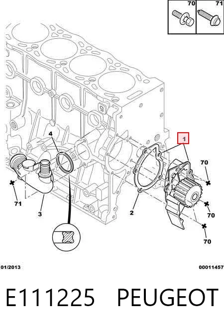 Bomba de água (bomba) de esfriamento E111225 Peugeot/Citroen