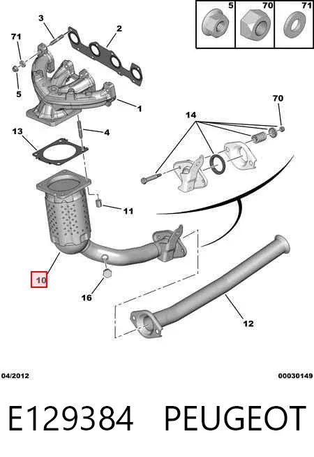 Convertidor - catalisador E129384 Peugeot/Citroen