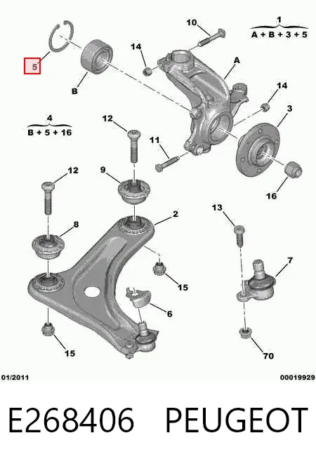 Rolamento de cubo dianteiro E268406 Peugeot/Citroen