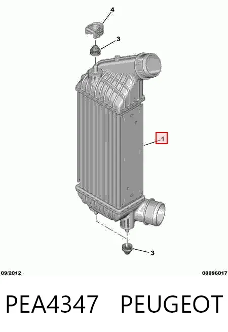 Radiador de intercooler PEA4347 Peugeot/Citroen