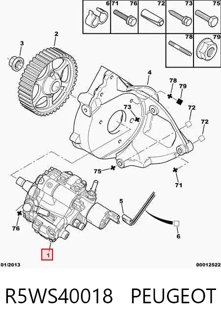 Bomba de combustível de pressão alta R5WS40018 Peugeot/Citroen