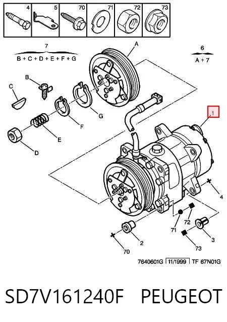 Compressor de aparelho de ar condicionado SD7V161240F Peugeot/Citroen