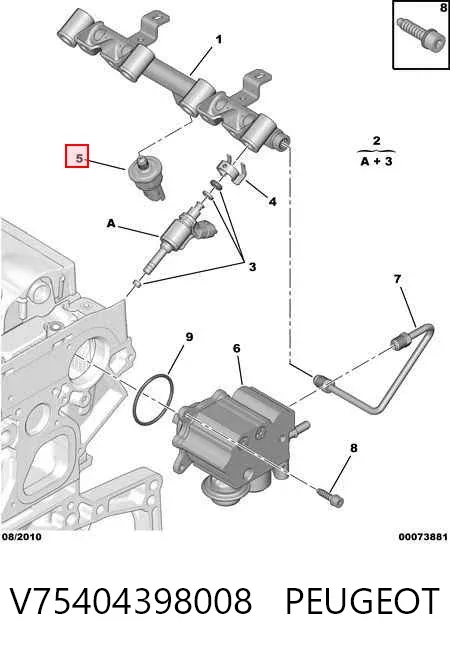 Sensor de pressão de combustível V75404398008 Peugeot/Citroen