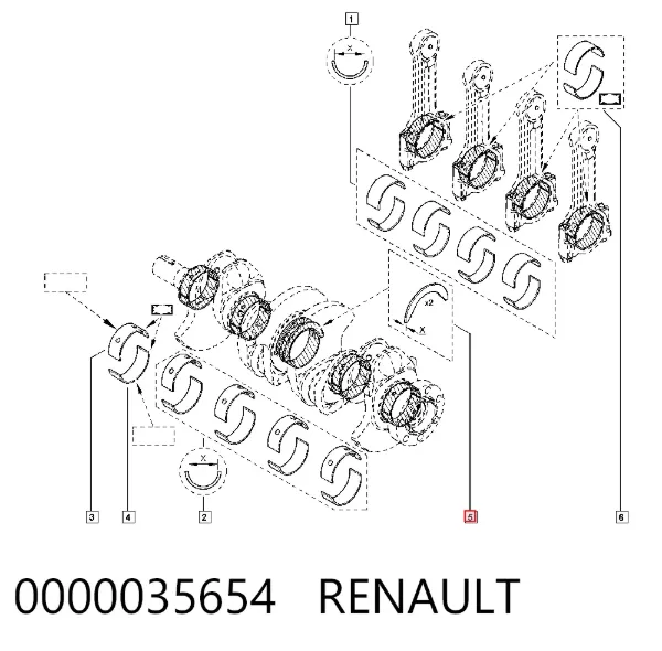 Semianel de suporte (de carreira) de cambota, STD, kit 0000035654 Renault (RVI)