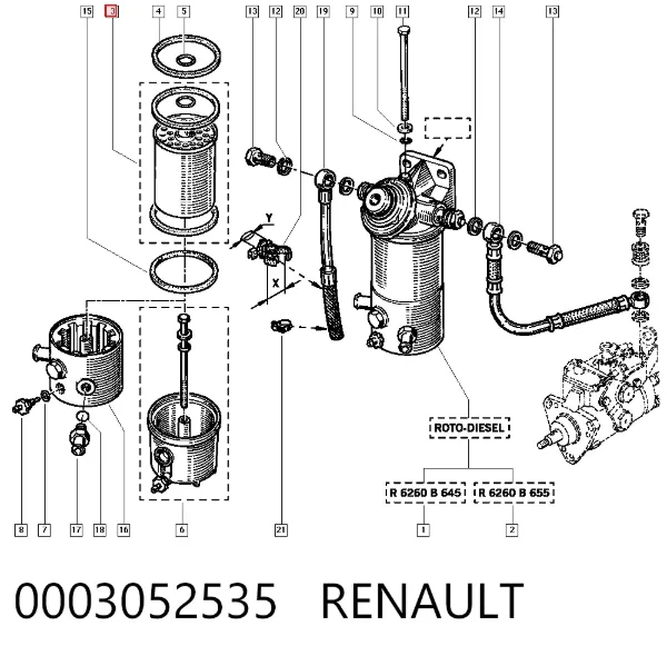 Filtro de combustível 0003052535 Renault (RVI)