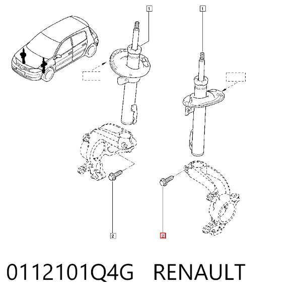 Parafuso de fixação de amortecedor dianteiro 0112101Q4G Nissan/Infiniti