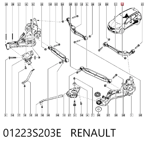 Porca excêntrica do braço oscilante inferior traseiro (de inclinação) 01223S203E Renault (RVI)