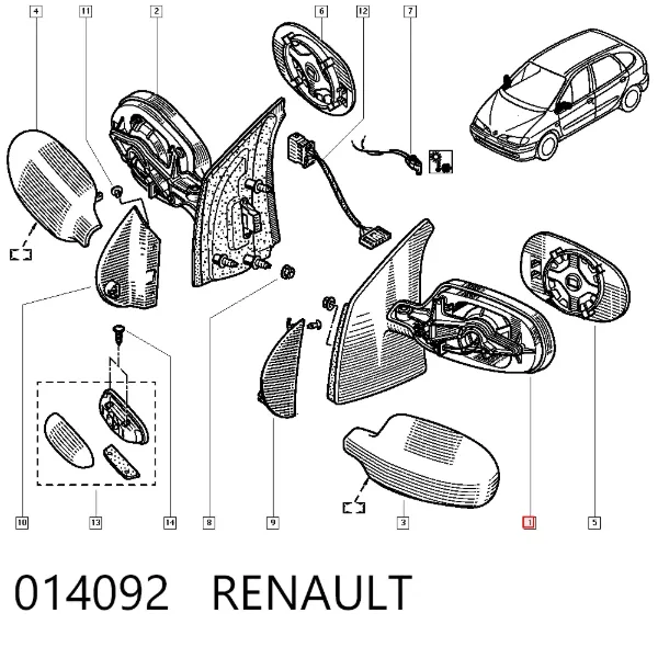 Espelho de retrovisão esquerdo 014092 Renault (RVI)