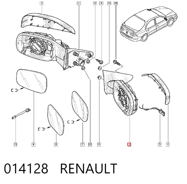 Espelho de retrovisão direito 014128 Renault (RVI)