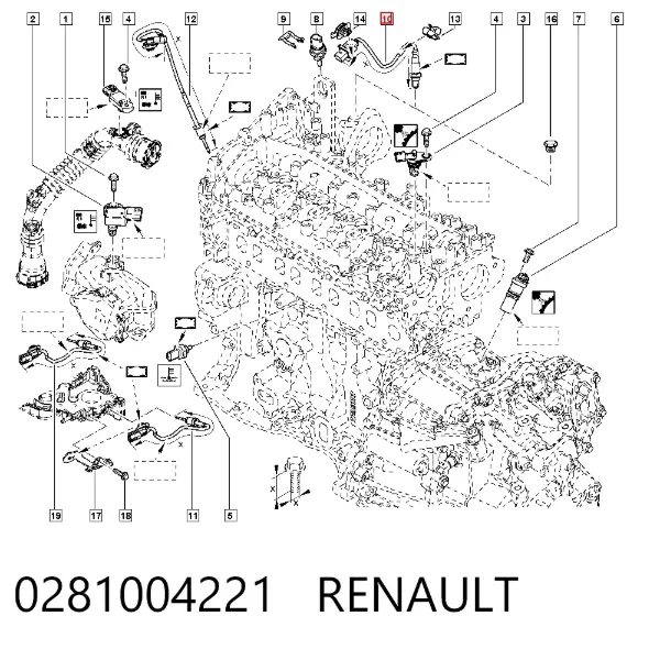 Sonda lambda, sensor de oxigênio até o catalisador 0281004221 Renault (RVI)