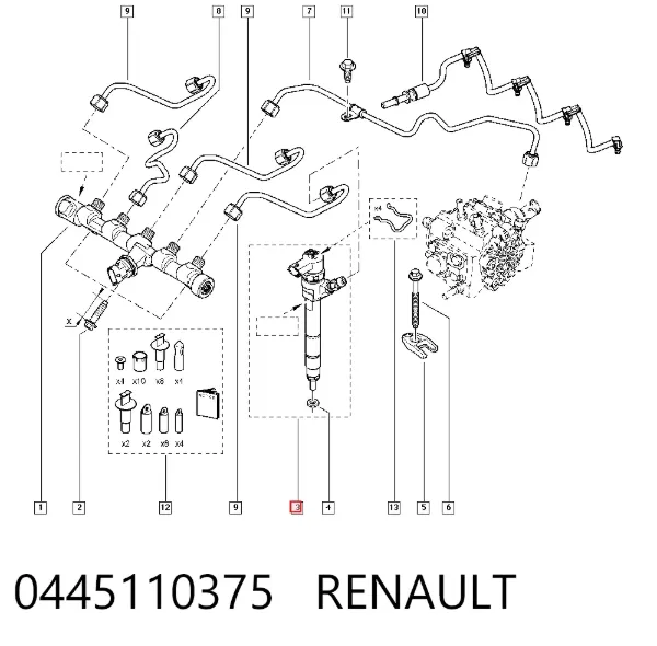 Injetor de injeção de combustível 0445110375 Renault (RVI)
