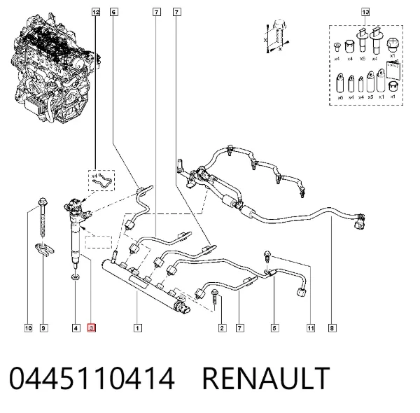 Injetor de injeção de combustível 0445110414 Renault (RVI)