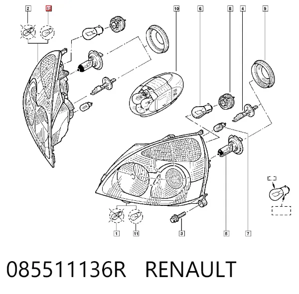 Luz direita 085511136R Renault (RVI)