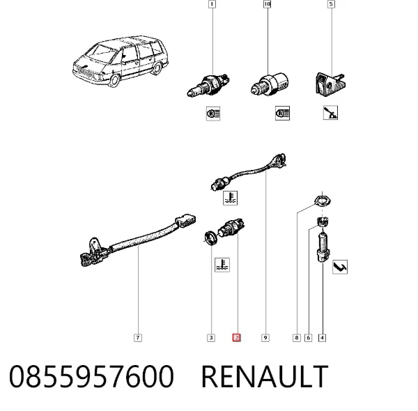 Sensor de temperatura do fluido de esfriamento (de ativação de ventilador do radiador) 0855957600 Renault (RVI)
