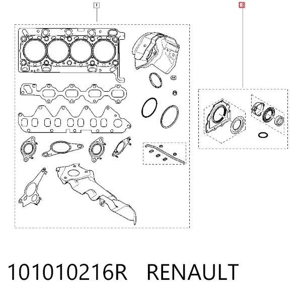 Retentor do virabrequim do motor dianteiro + traseiro 101010216R Renault (RVI)