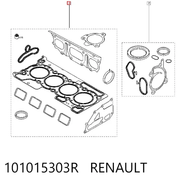 Kit superior de vedantes de motor 101015303R Renault (RVI)