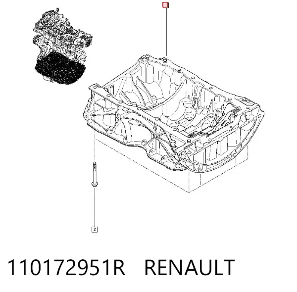 Panela de óleo de cárter do motor, parte superior 110172951R Renault (RVI)