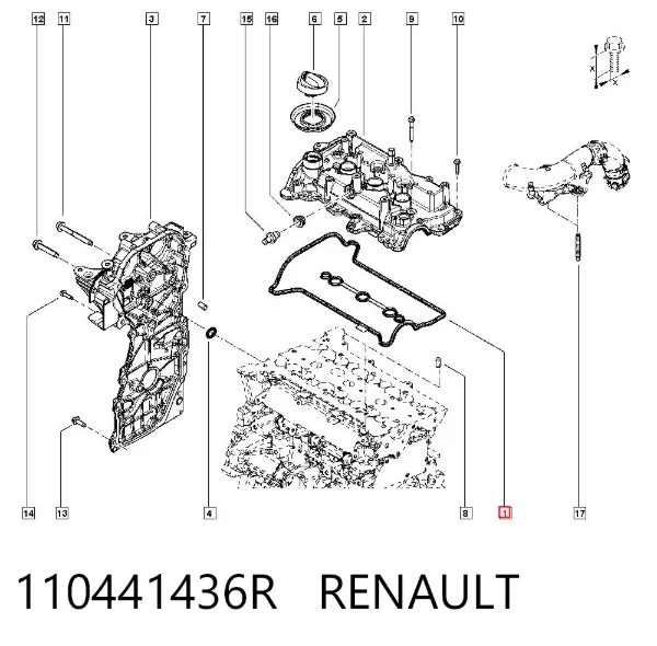 Vedante de cabeça de motor (CBC) 110441436R Renault (RVI)