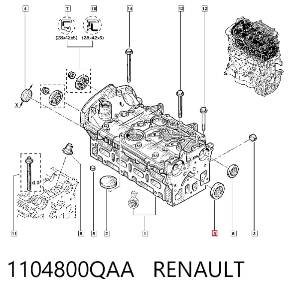 Tampão CBC/do bloco de cilindros 1104800QAA Renault (RVI)