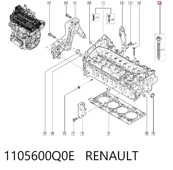 Parafuso de cabeça de motor (CBC) 1105600Q0E Renault (RVI)