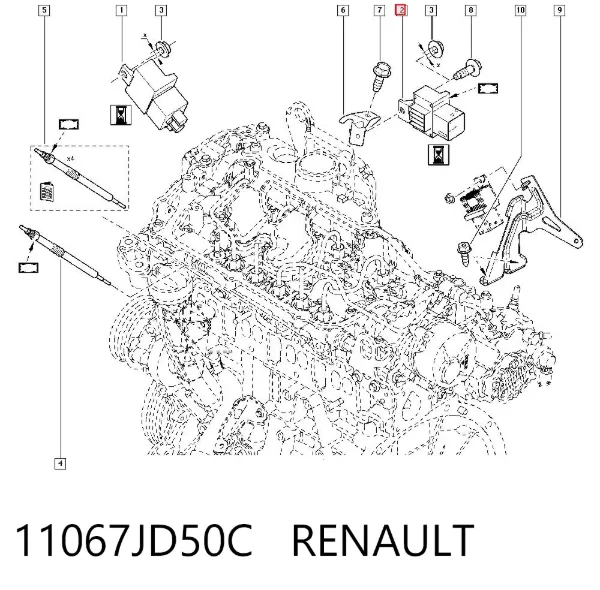 Relê das velas de incandescência 11067JD50C Renault (RVI)