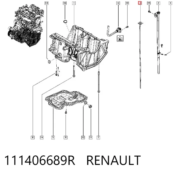 Sonda (indicador) do nível de óleo no motor 111406689R Renault (RVI)