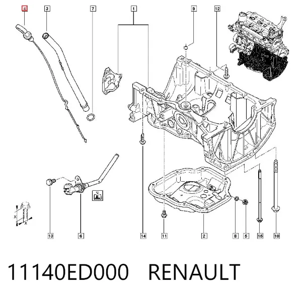 Sonda (indicador) do nível de óleo no motor 11140ED000 Renault (RVI)