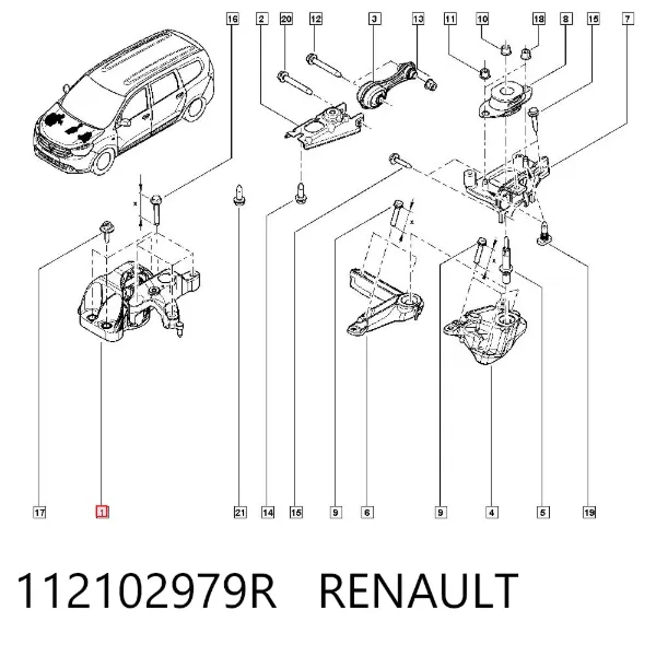 Coxim (suporte) direito de motor 112102979R Renault (RVI)