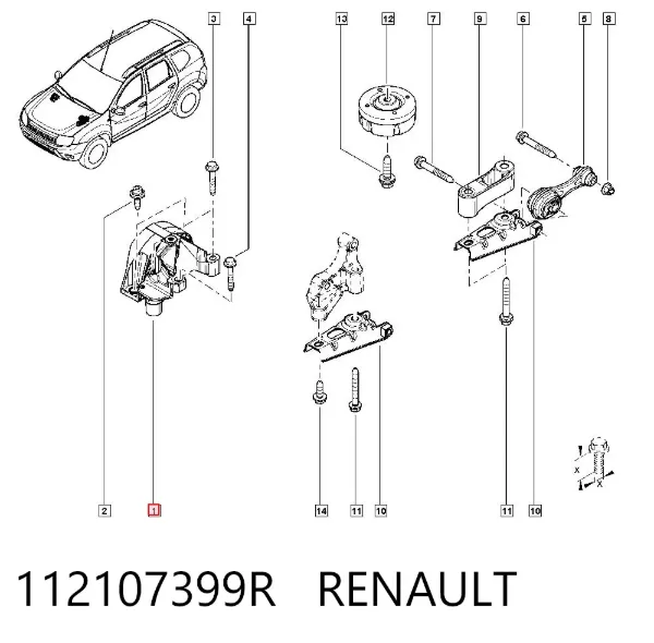 Coxim (suporte) direito de motor 112107399R Renault (RVI)