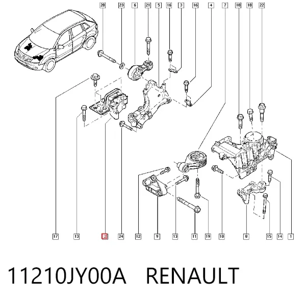 Coxim (suporte) direito de motor 11210JY00A Renault (RVI)