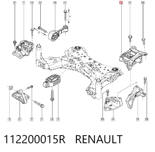 Coxim (suporte) esquerdo de motor 112200015R Renault (RVI)