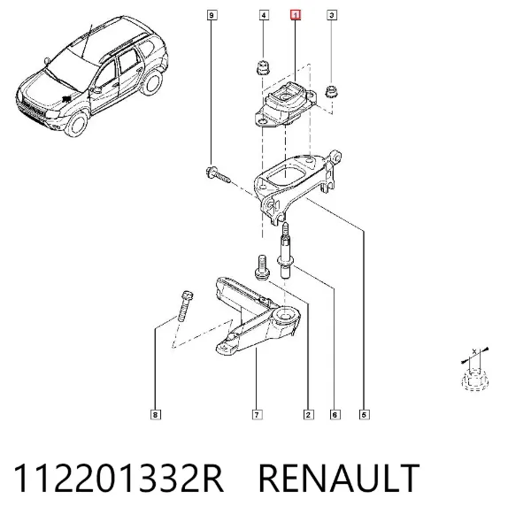 Coxim de transmissão (suporte da caixa de mudança) 112201332R Renault (RVI)