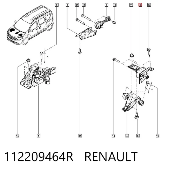 Coxim (suporte) esquerdo de motor 112209464R Renault (RVI)