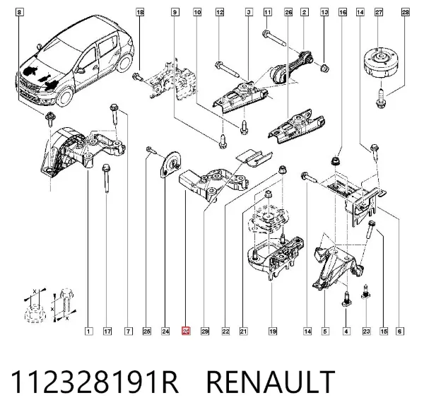 Consola de coxim (apoio) direita de motor 112328191R Renault (RVI)