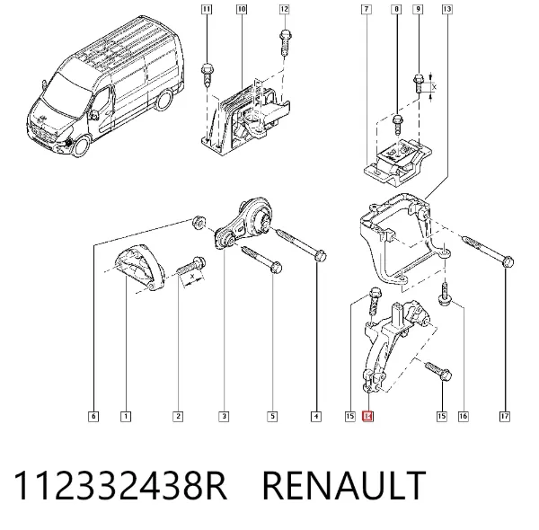 Consola de coxim da Caixa de Mudança 112332438R Renault (RVI)