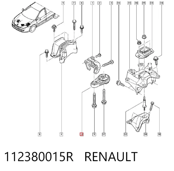 Coxim (suporte) traseiro de motor 112380015R Renault (RVI)