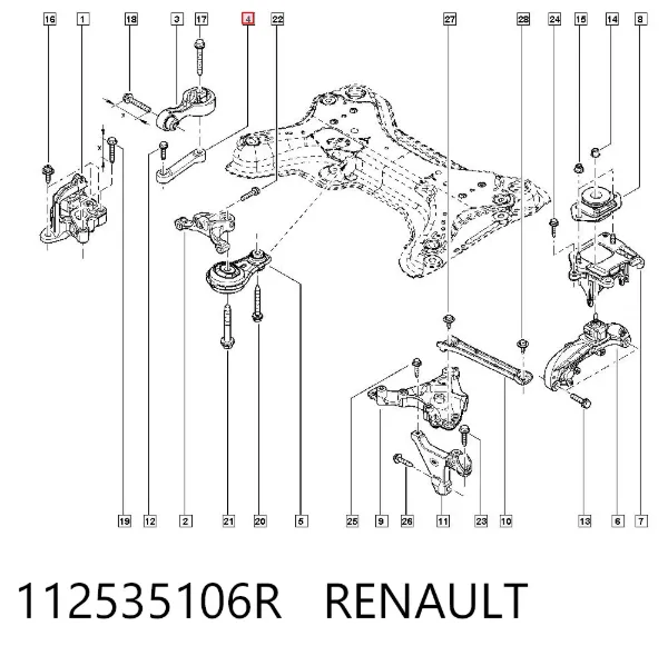 Consola de coxim (apoio) direita de motor 112535106R Renault (RVI)