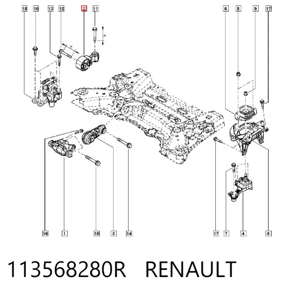 Coxim (suporte) direito superior de motor 113568280R Renault (RVI)