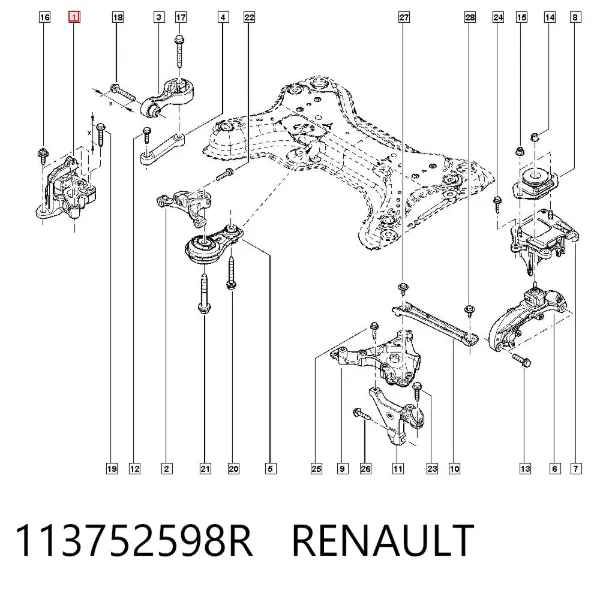 Coxim (suporte) direito de motor 113752598R Renault (RVI)