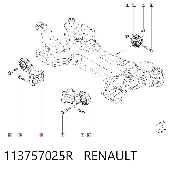 Coxim (suporte) direito de motor 113757025R Renault (RVI)