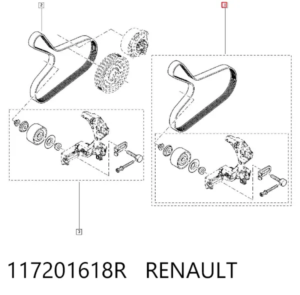 Correia dos conjuntos de transmissão, kit 117201618R Renault (RVI)