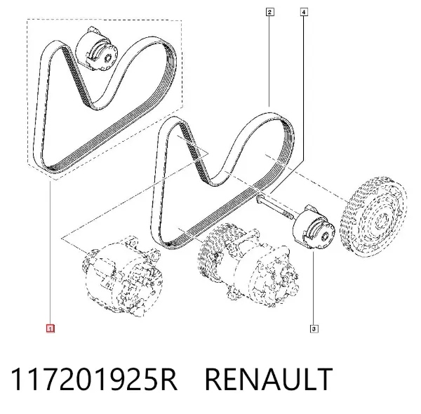 Correia dos conjuntos de transmissão, kit 117201925R Renault (RVI)
